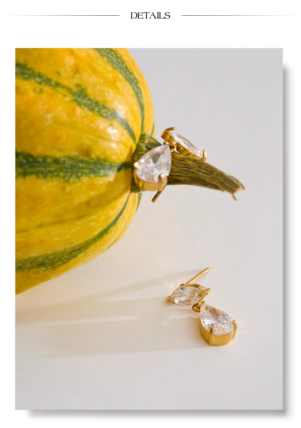 Cubic Zirconia Geometric Earrings — Gold-Plated Stainless Steel with Cubic Zirconia · PS1111