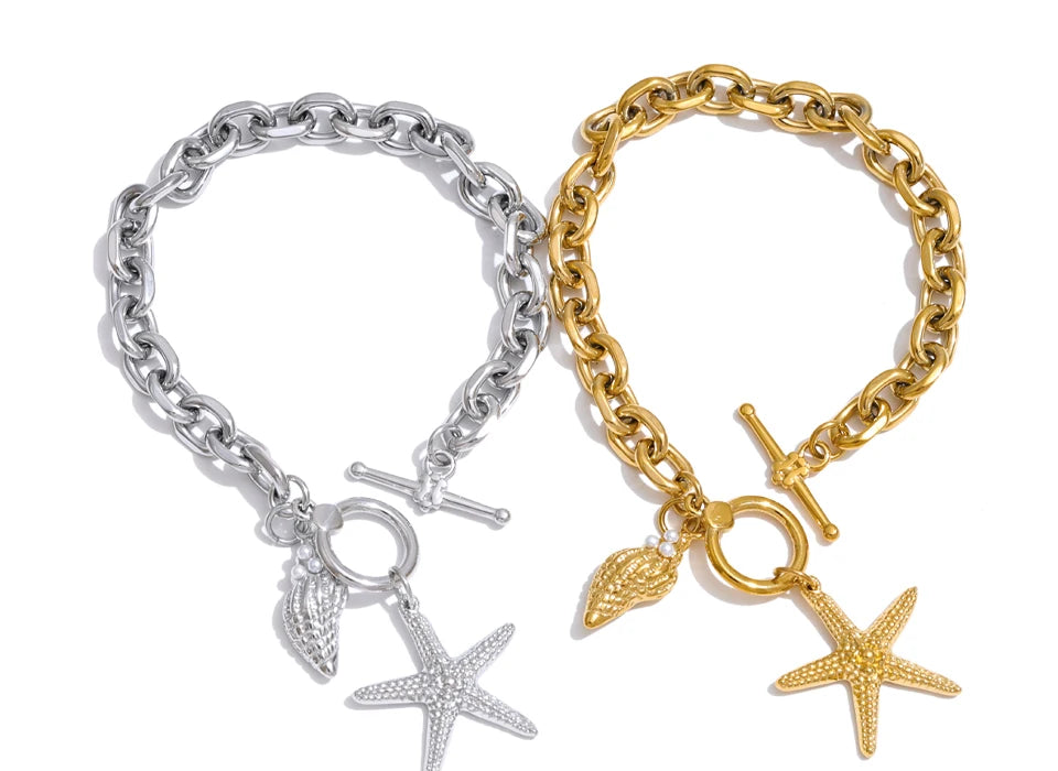Star Geometric Bracelet — Gold-Plated Stainless Steel · PS1141
