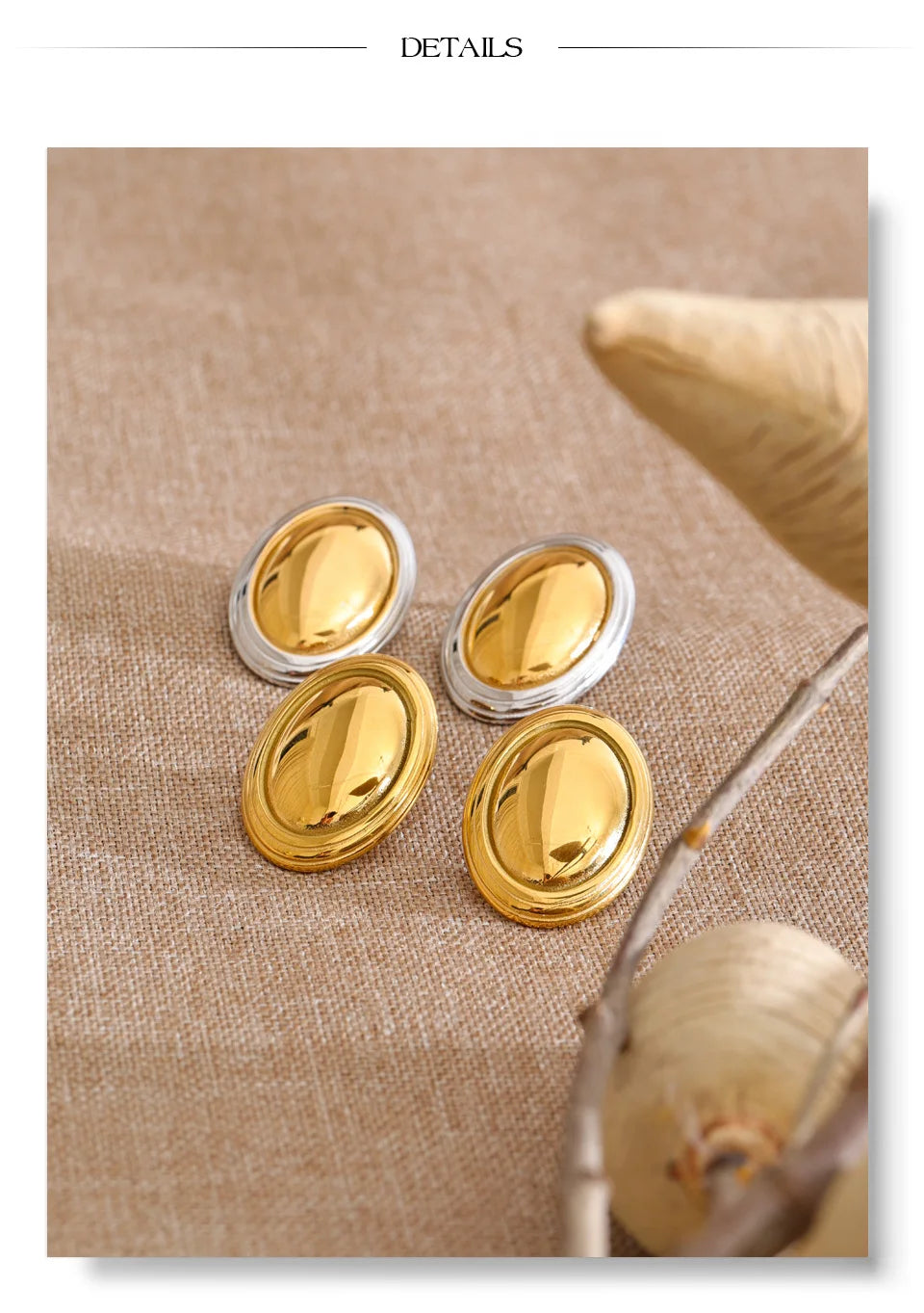 Geometric earrings in gold-plated stainless steel.