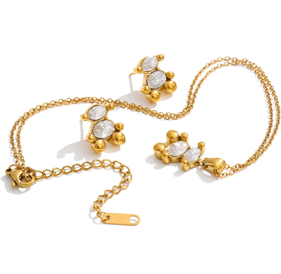 Cubic Zirconia Geometric Earrings — Gold-Plated Stainless Steel with Cubic Zirconia · PS1449
