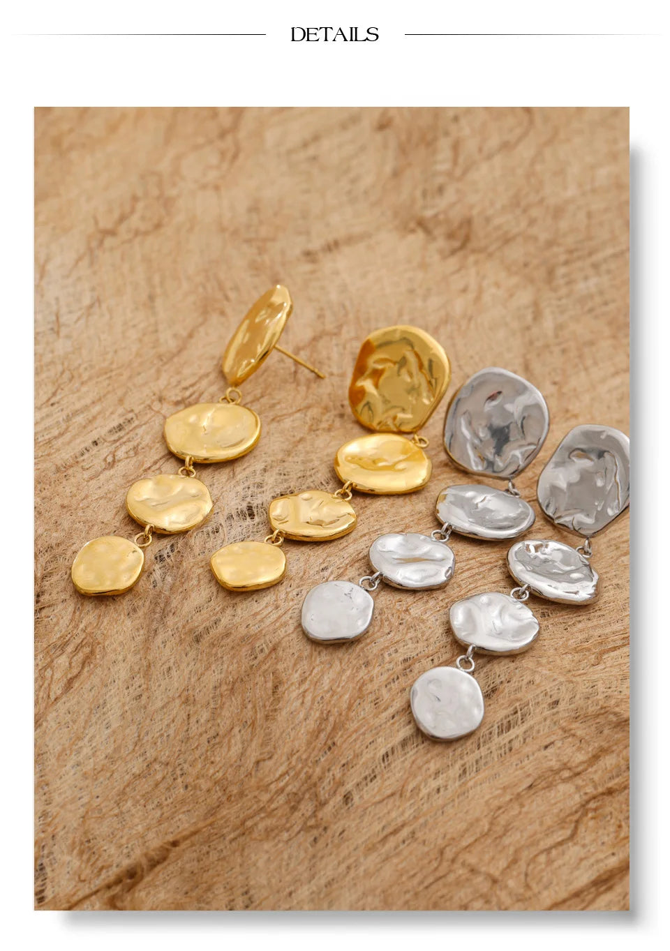 Geometric chain earrings in gold-plated stainless steel.