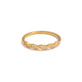Cubic zirconia geometric ring in gold-plated stainless steel with cubic zirconia.
