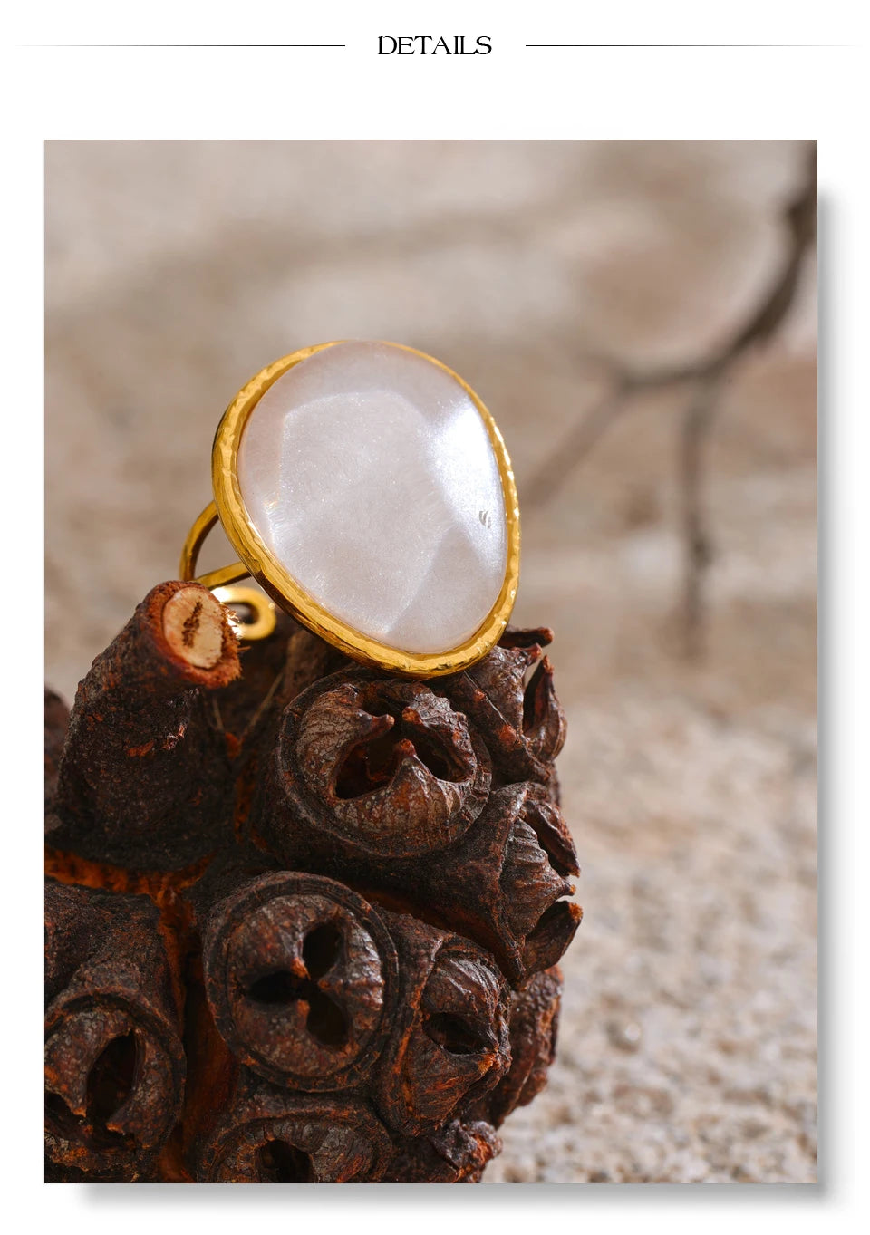 White resin multi-color ring in 18K gold-plated stainless steel with resin.
