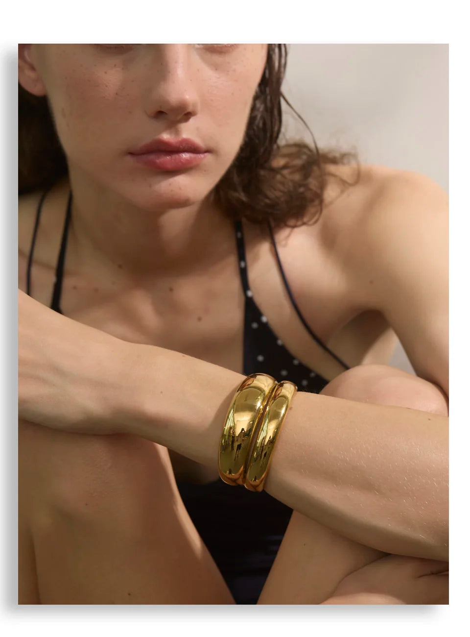 Geometric Layered Bracelet — 18K Gold-Plated Stainless Steel · PS2054