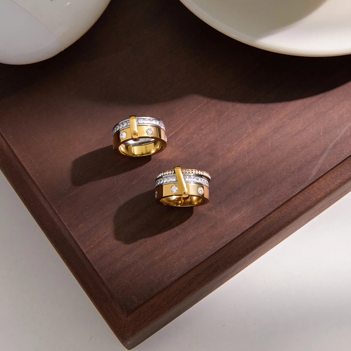 Two-Tone CZ Ring — Stainless Steel · PS355