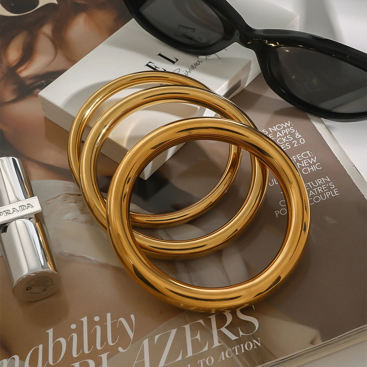 Chunky Bangle Bracelet — Stainless Steel · PS291