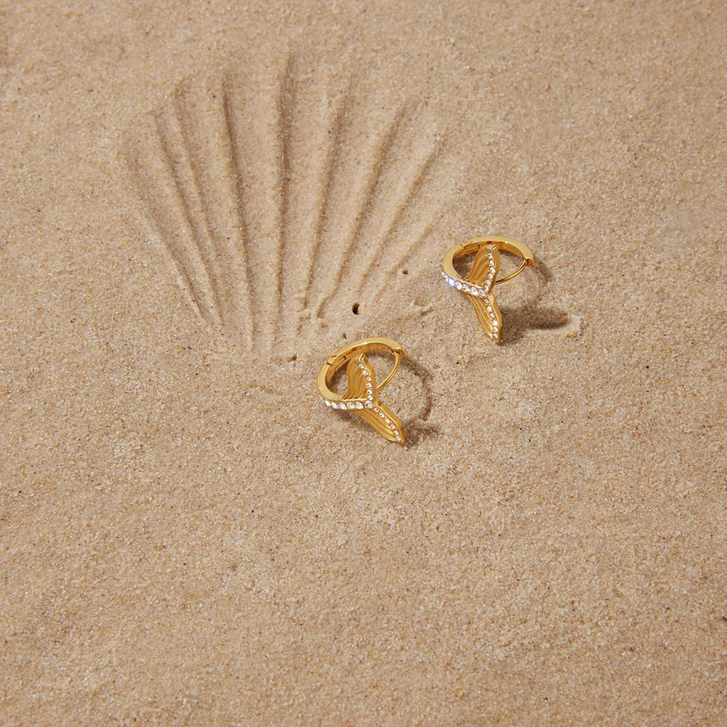 Fish Tail CZ Earrings — Stainless Steel · PS306
