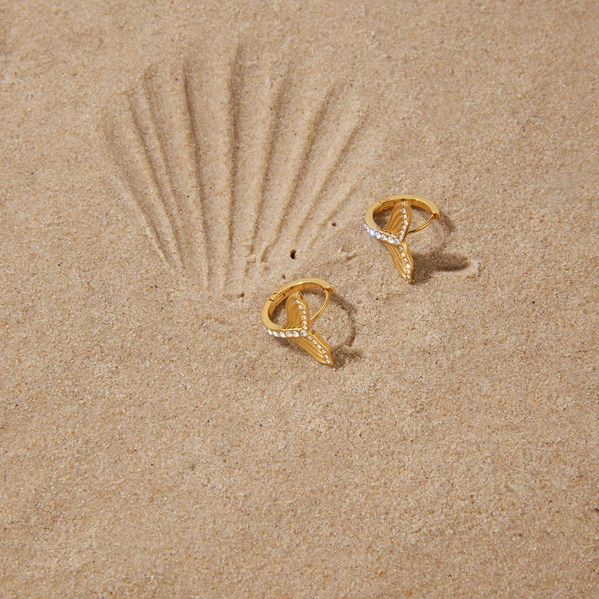 Fish Tail CZ Earrings — Stainless Steel · PS306