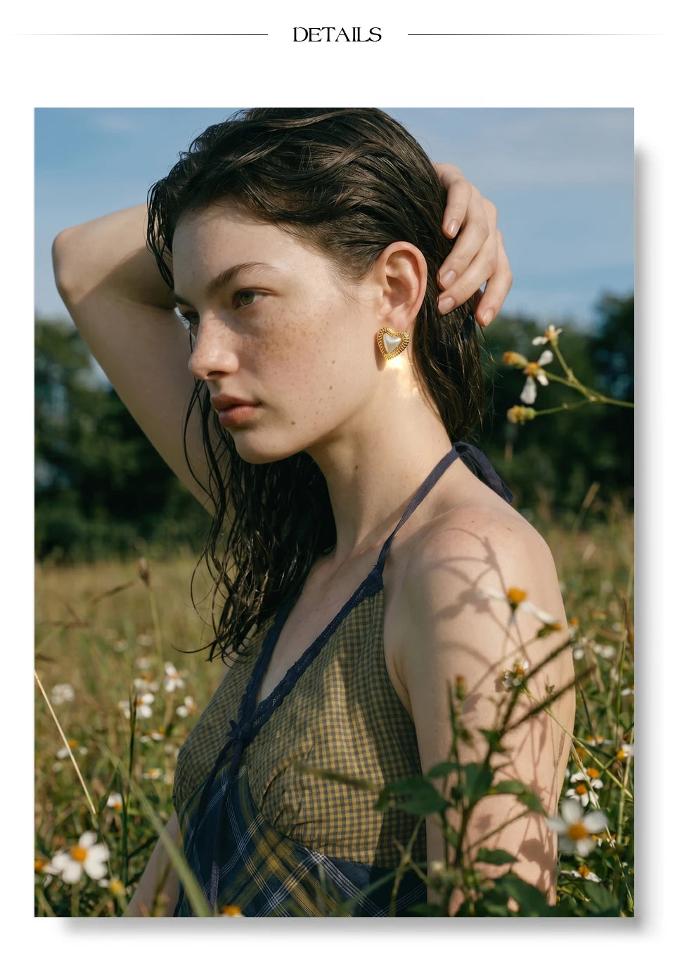 Pearl heart earrings in gold-plated stainless steel with pearl.