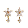 Cubic Zirconia Flower Earrings — Gold-Plated Stainless Steel with Cubic Zirconia · PS932