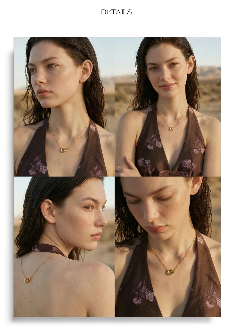 Coin geometric necklace in gold-plated stainless steel.