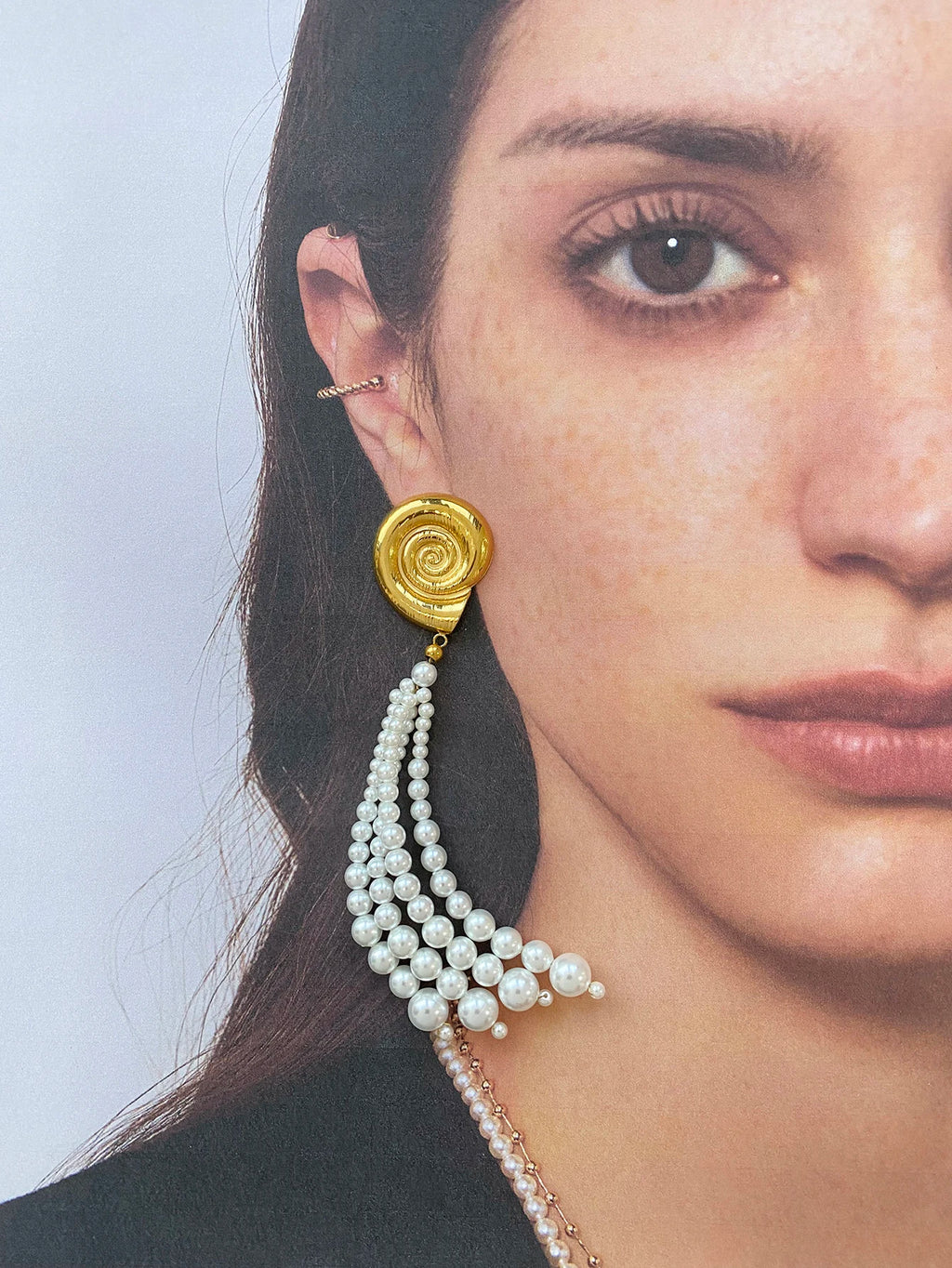 Pearl Tassel Ocean Earrings — Stainless Steel · PS077