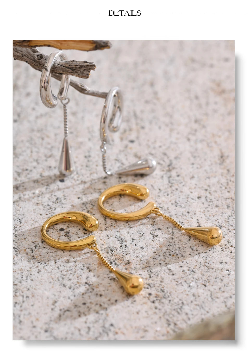 Geometric chain earrings in gold-plated stainless steel.