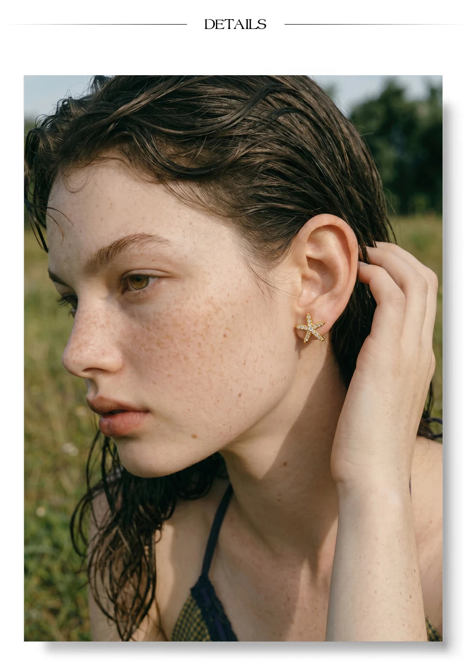 Cubic Zirconia Star Earrings — Gold-Plated Stainless Steel with Cubic Zirconia · PS1525