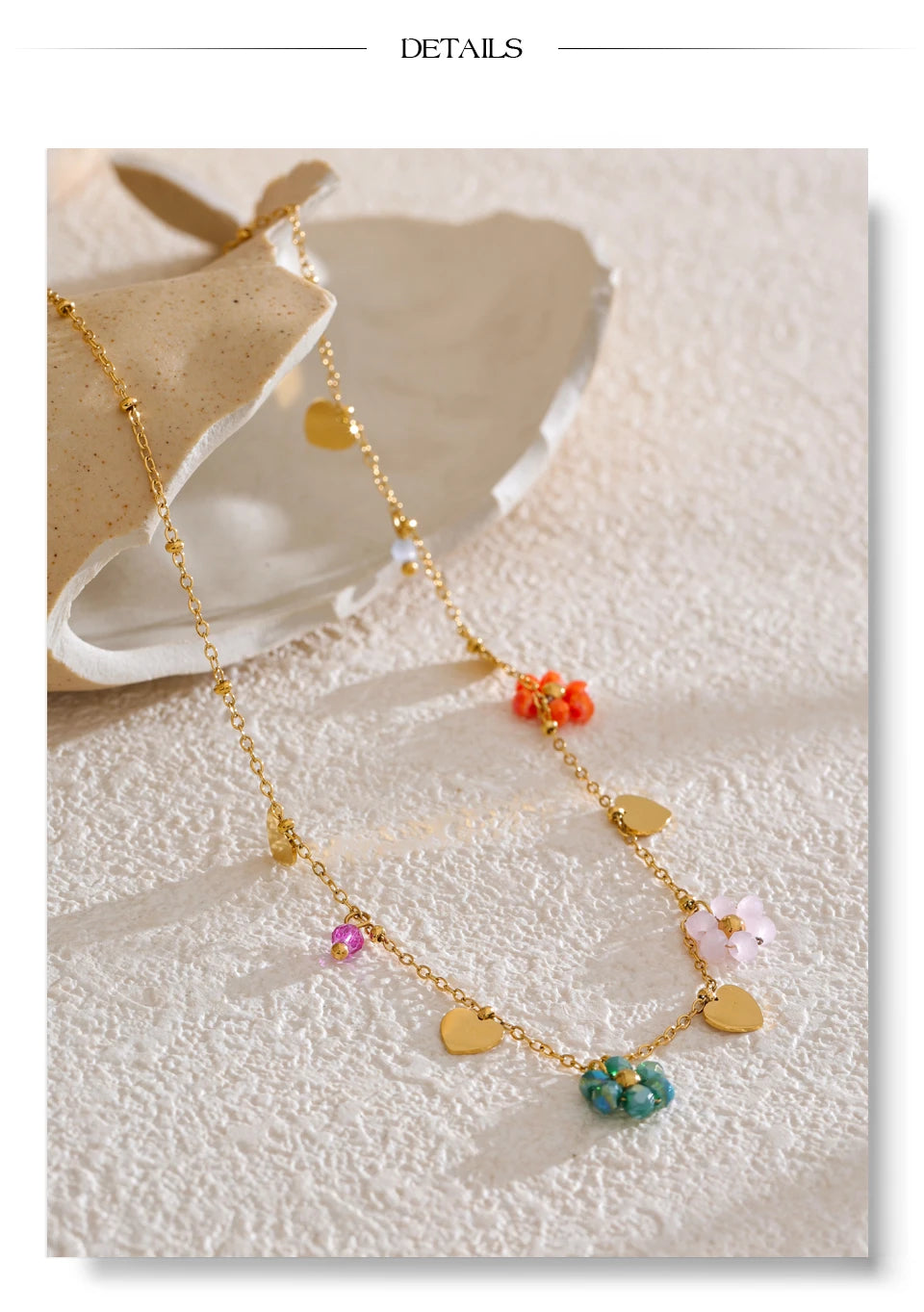 Crystal Flower Necklace — Gold-Plated Stainless Steel with Crystal · PS2306