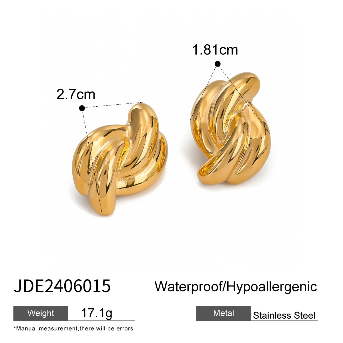 Chunky Knot Earrings — Stainless Steel · PS122