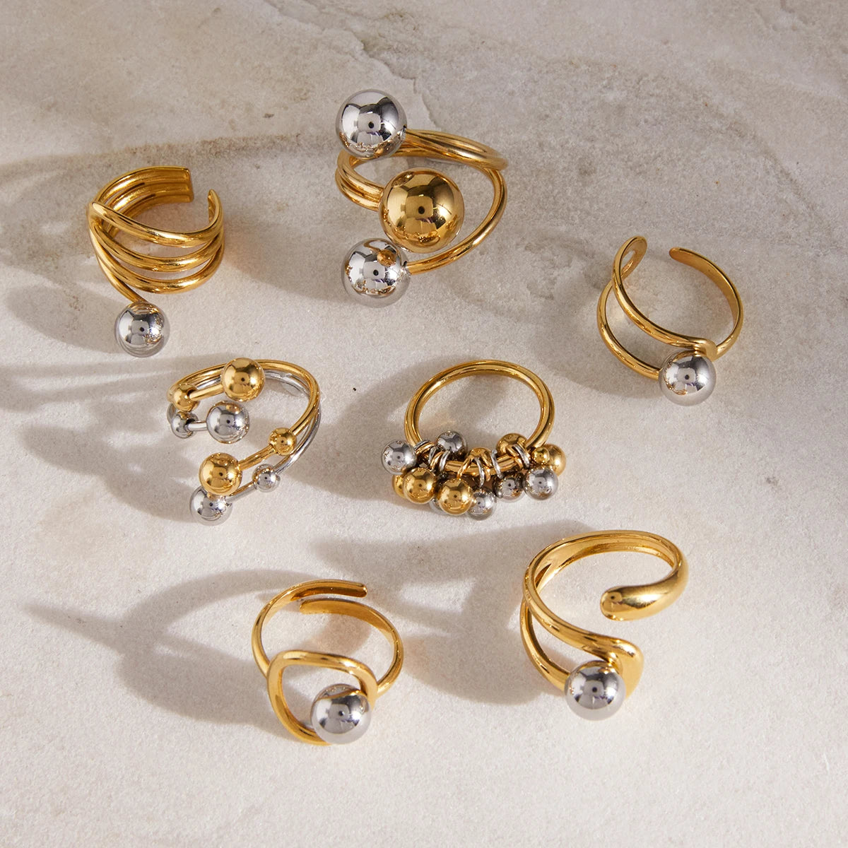 Mixed Statement Ring Stack — Stainless Steel · PS246