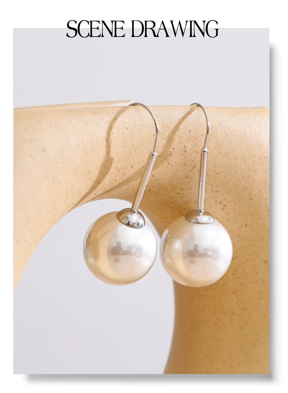 Pearl geometric earrings in gold-plated stainless steel with pearl.