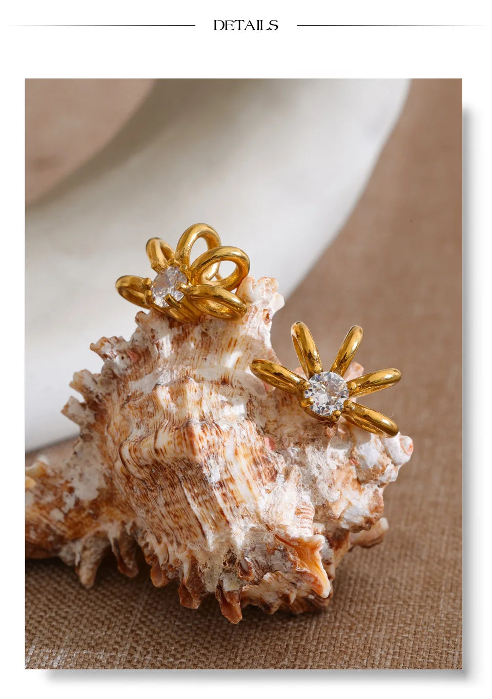 Cubic Zirconia Geometric Earrings — Gold-Plated Stainless Steel with Cubic Zirconia · PS1425