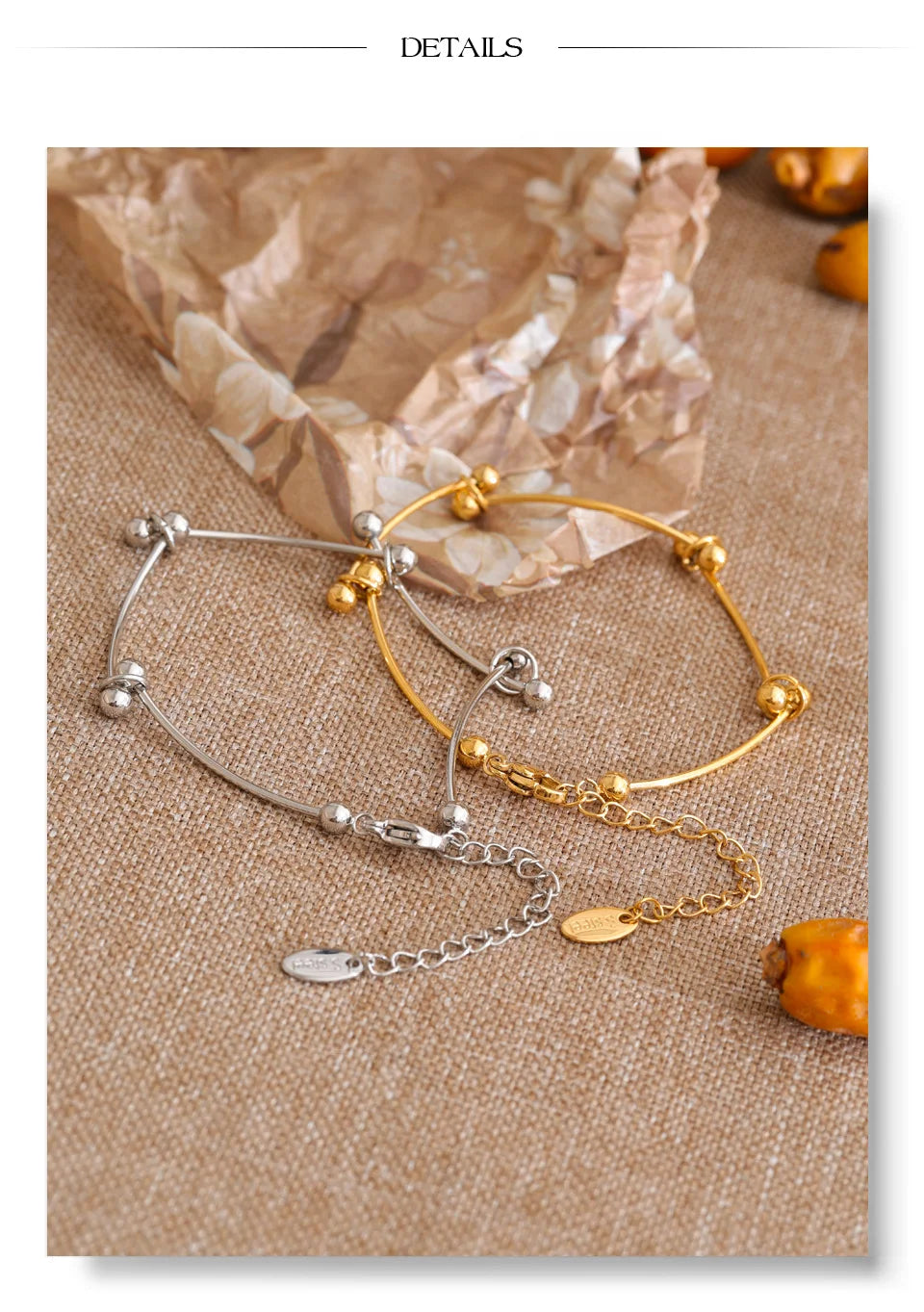 Minimalist Geometric Chain Bracelet — Gold-Plated Stainless Steel · PS1033