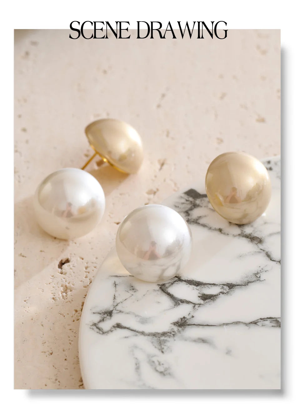 Pearl Geometric Earrings — Gold-Plated Stainless Steel with Pearl · PS1659
