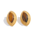 Natural stone geometric earrings in gold-plated stainless steel with natural stone.