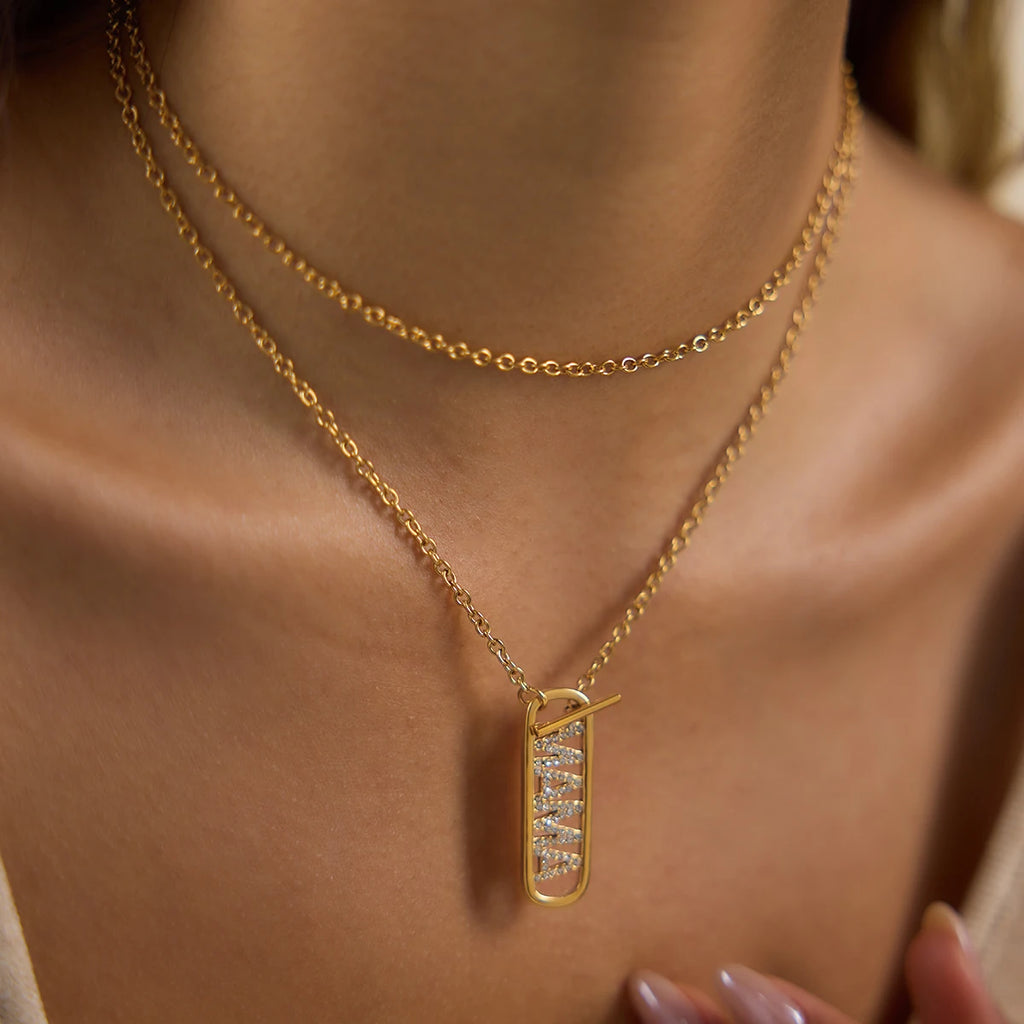 Mom Heart Pendant Necklace — Stainless Steel · PS327