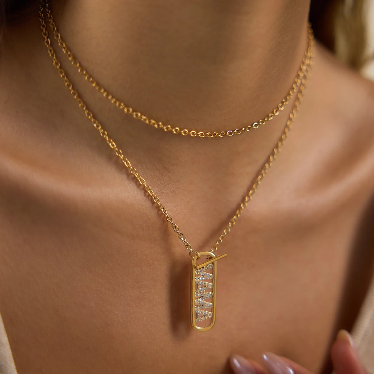 Mom Heart Pendant Necklace — Stainless Steel · PS327