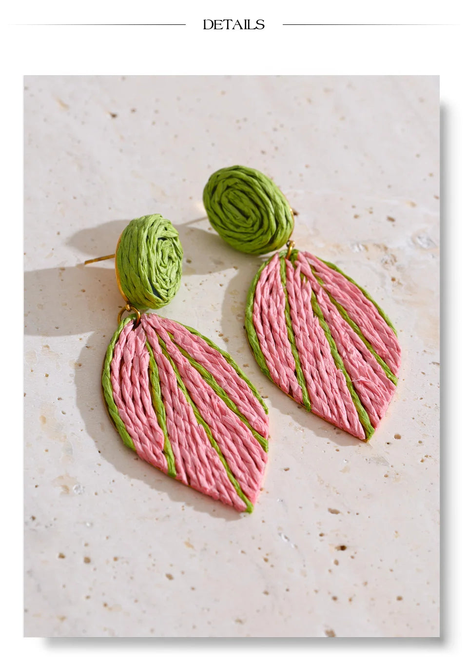 Green star earrings in gold-plated stainless steel.