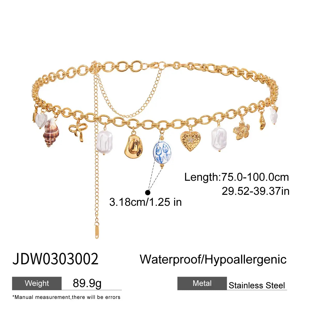 Pearl Belly Chain Pendant Collection — Stainless Steel · PS202