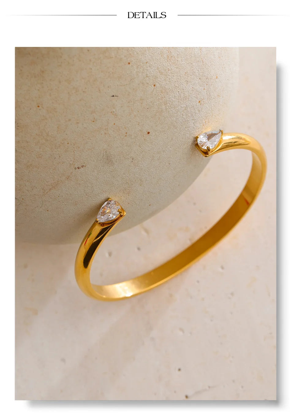 Cubic Zirconia Geometric Bracelet — Gold-Plated Stainless Steel with Cubic Zirconia · PS1592