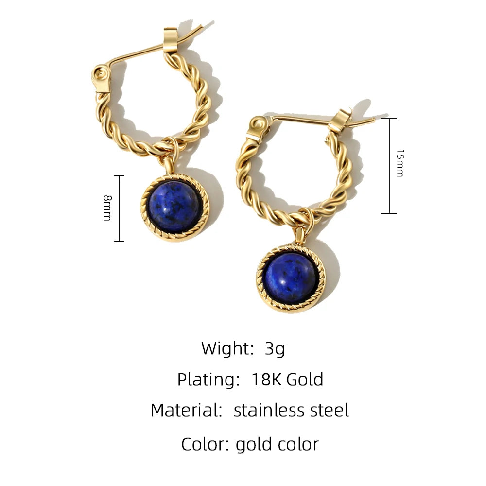 Lapis Lazuli Opal Drop Earrings — 316L Stainless Steel · PS436