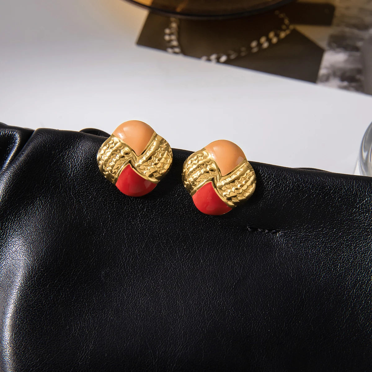 Two-Tone Woven Hoop Earrings — Stainless Steel · PS100
