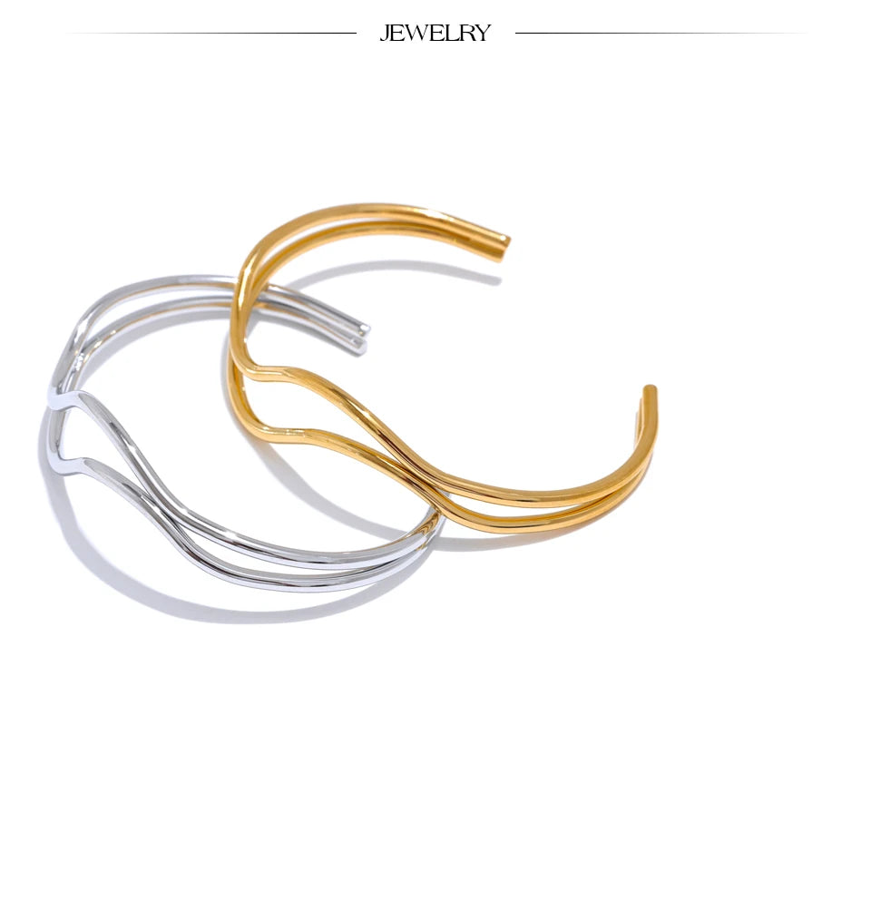 Geometric Layered Bracelet — Gold-Plated Stainless Steel · PS1626