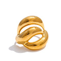 Geometric layered ring in 18K gold-plated stainless steel.