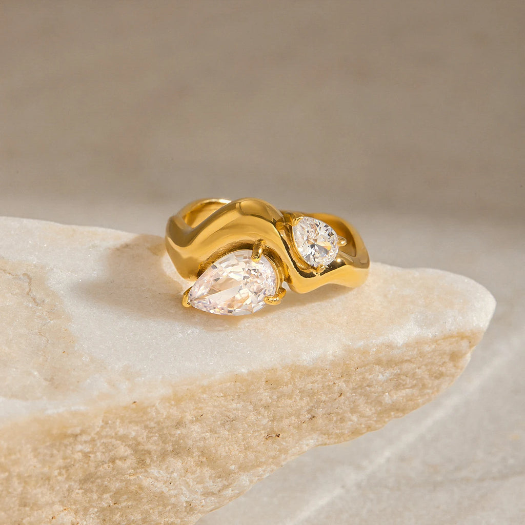Crystal Open Ring — Stainless Steel · PS225