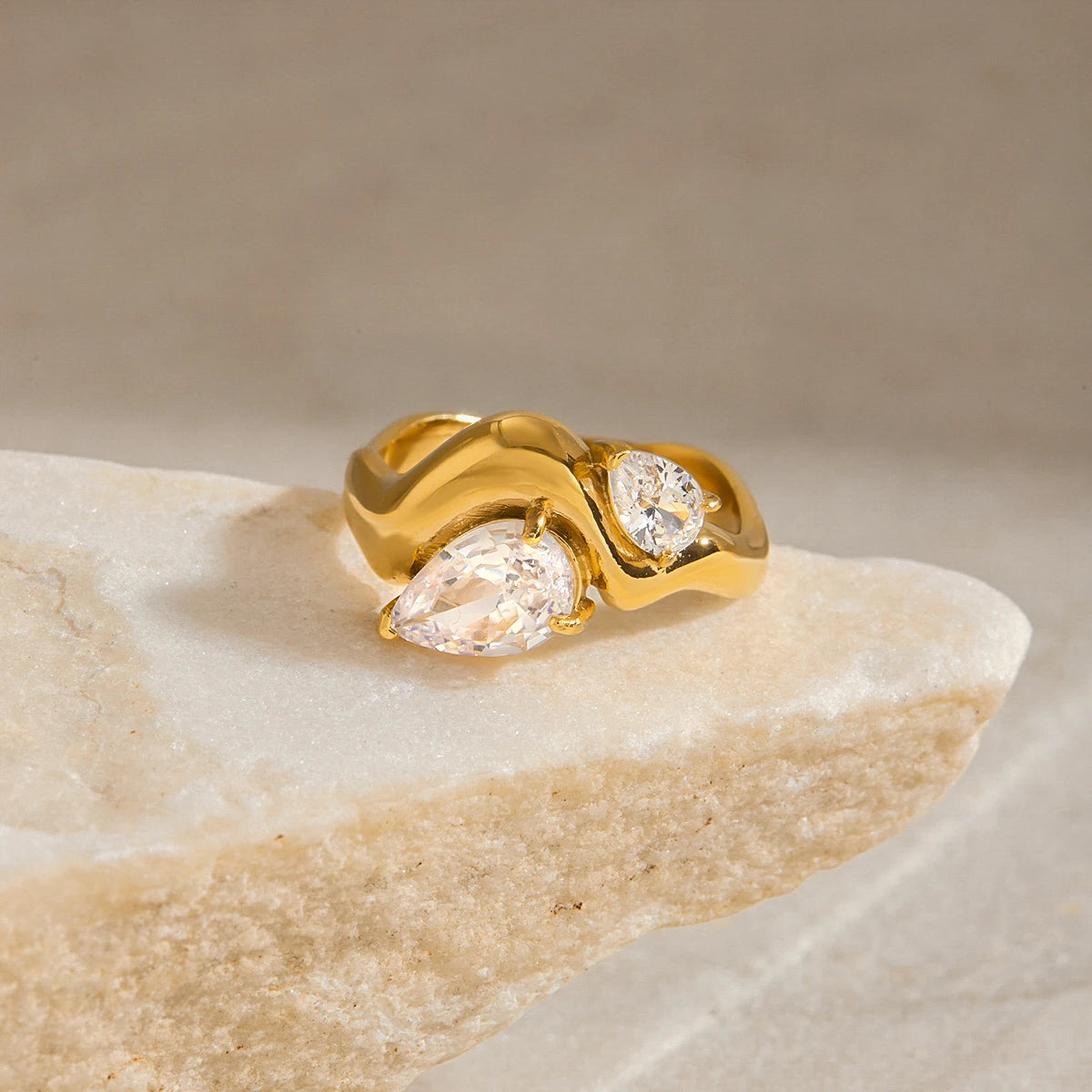 Crystal Open Ring — Stainless Steel · PS225