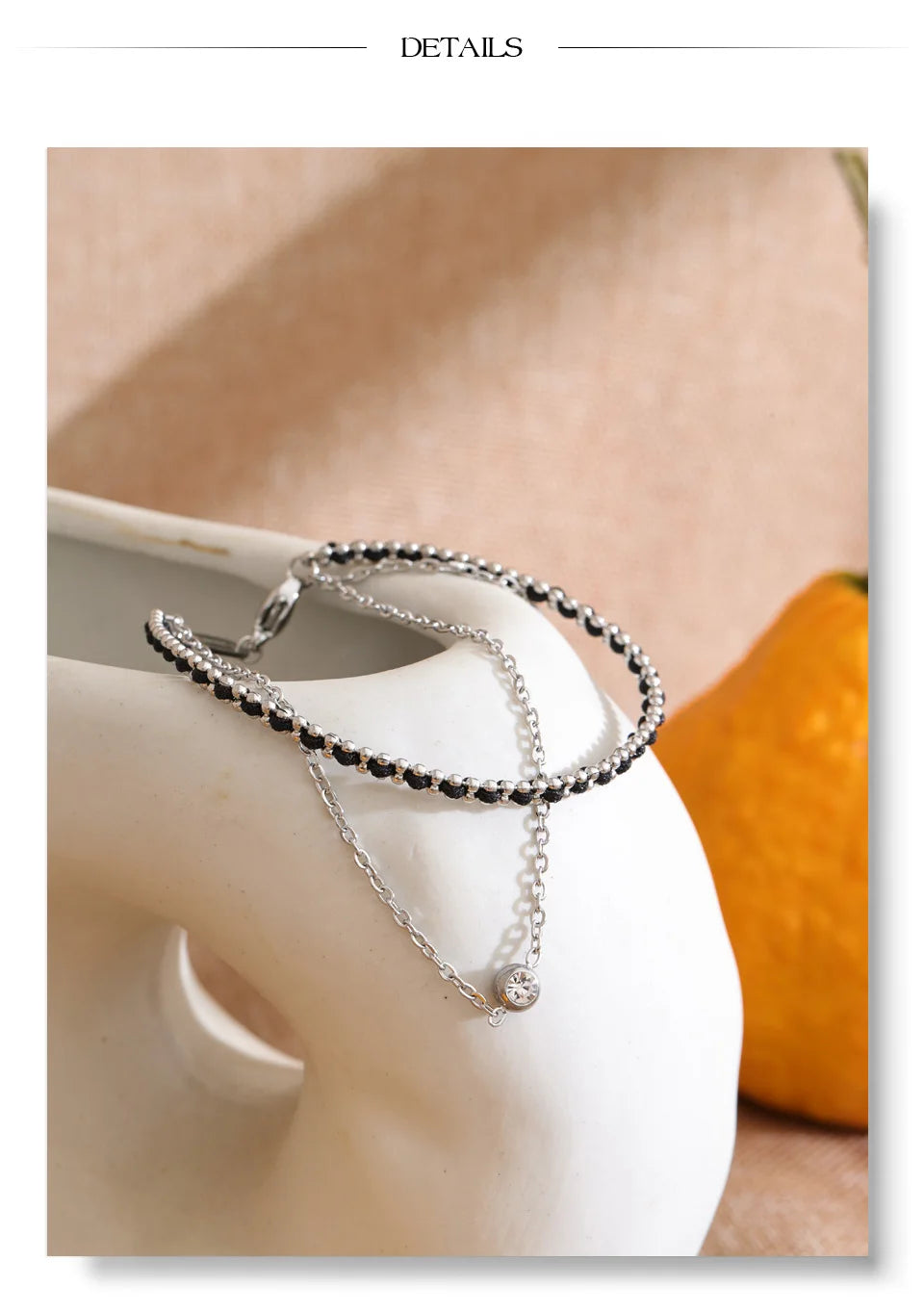 Black Cubic Zirconia Chain Bracelet — Gold-Plated Stainless Steel with Cubic Zirconia · PS1006