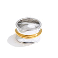 Minimalist geometric ring in 18K gold-plated stainless steel.