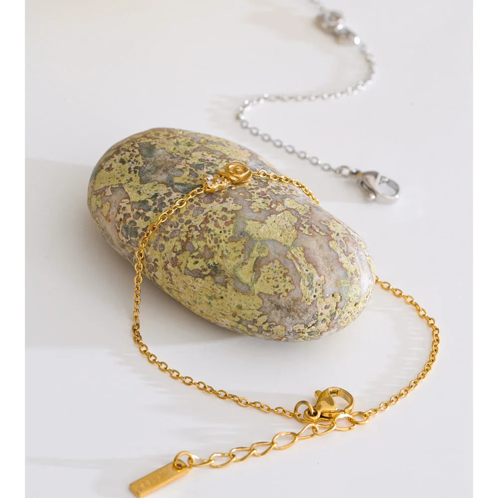 Cubic Zirconia Chain Bracelet — Gold-Plated Stainless Steel with Cubic Zirconia · PS1125