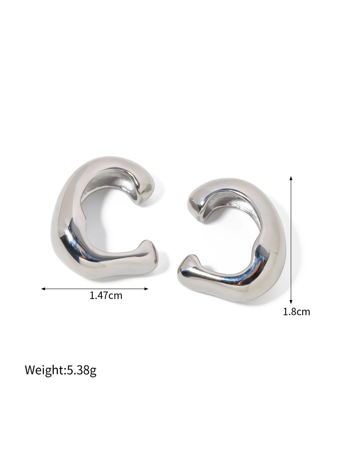 Thick Ear Clip Earrings — Stainless Steel