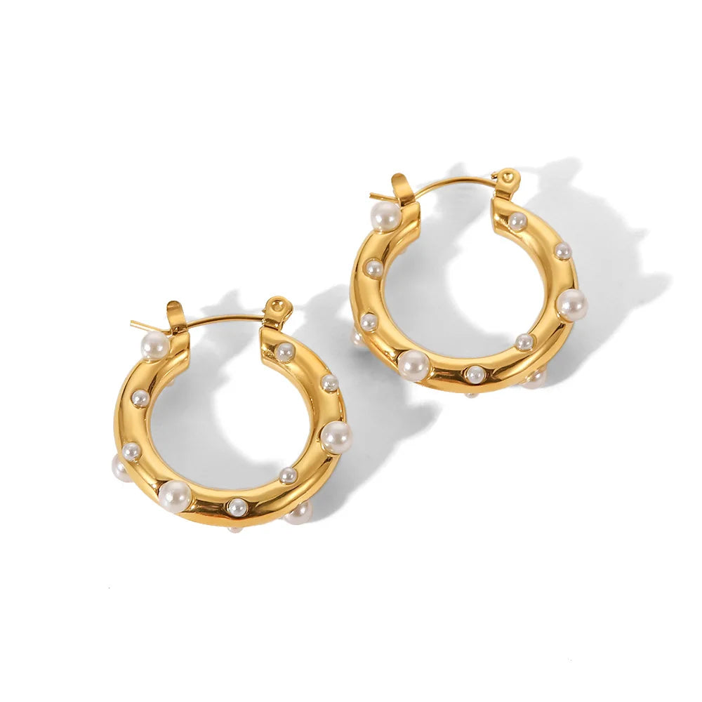 Color CZ Hoop Earrings — Stainless Steel · PS053