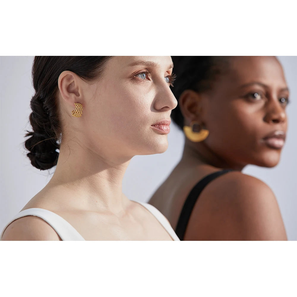 Geometric Earrings — Gold-Plated Stainless Steel · PS1597
