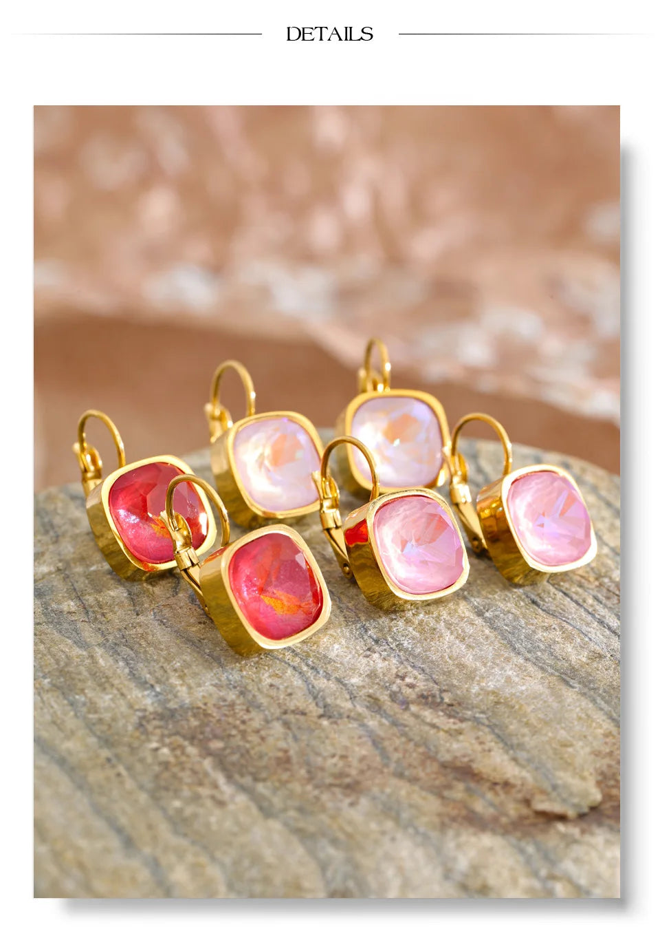 Crystal Multi-Color Geometric Earrings — Gold-Plated Stainless Steel with Crystal · PS1946