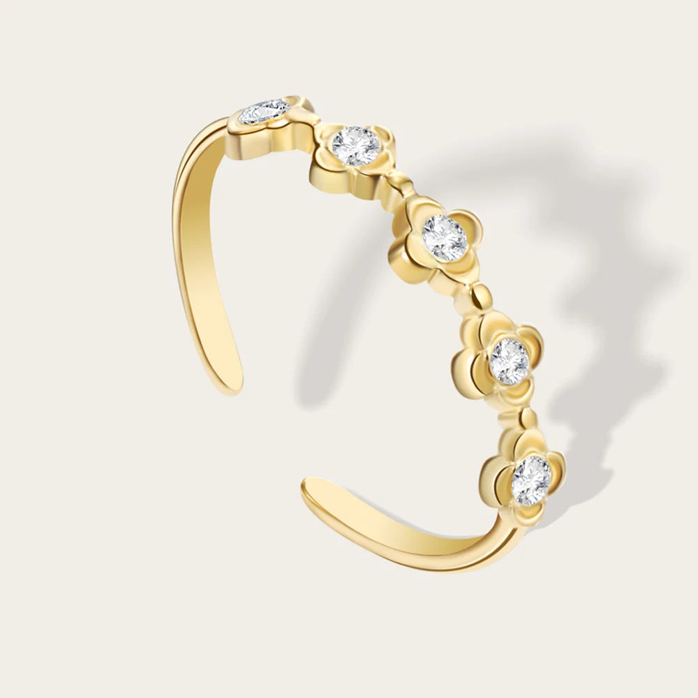 Floral Zircon Ring — 316L Stainless Steel · PS432