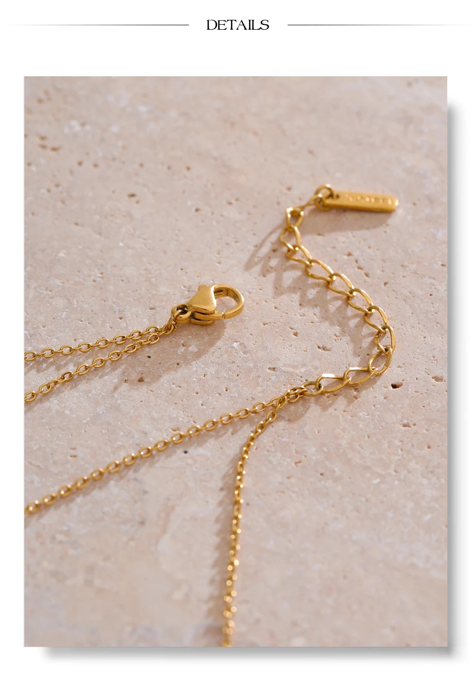 Cubic zirconia geometric chain necklace in gold-plated stainless steel with cubic zirconia.