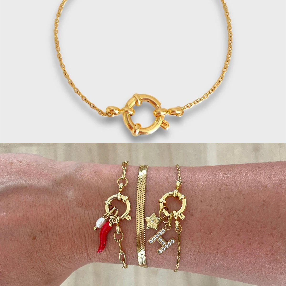 【DIY detachable sailor buckle bracelet】 women's titanium steel furnace vacuum plated 18k gold basic bracelet