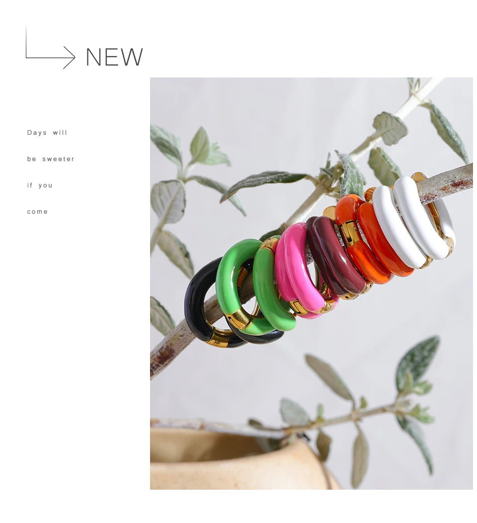 Black Enamel Geometric Earrings — Gold-Plated Stainless Steel with Enamel · PS1727