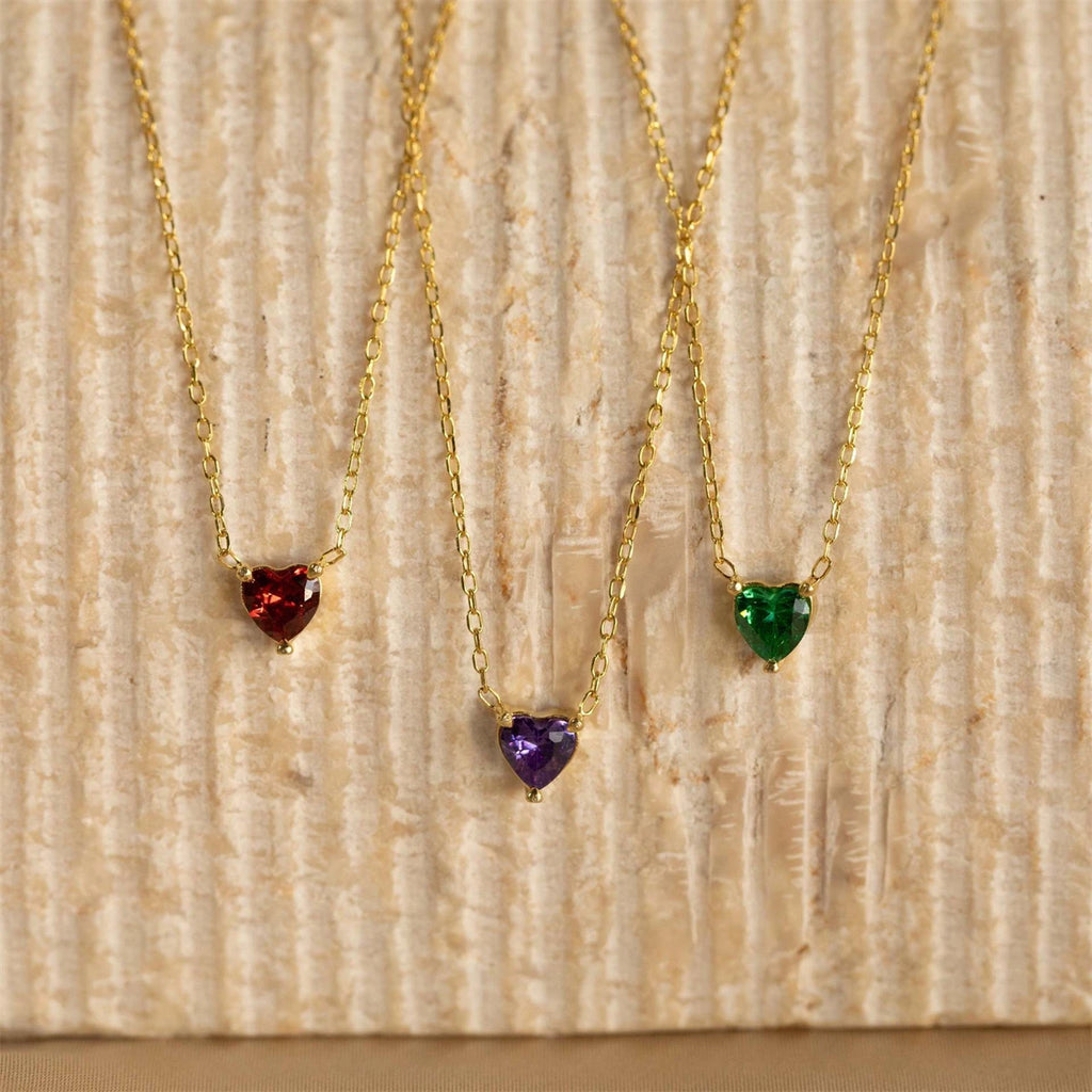 Stainless Steel Twelve Birthday Stone Necklace Love Pendant Necklace Month Stone