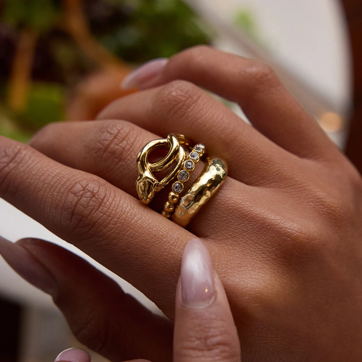 Snake Irregular Ring — Stainless Steel · PS344